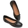 Womens Flats Shoes with Pomegranate Embroidery,White Flats with Bow,Comfortable Round-Toe Flats Shoes,Black Dress Shoes for