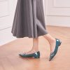 Women's Pointed Toe Flats | Ballet Shoes with Square Buckle | Comfortable Slip On Work Shoes | Dressy Flats for Office, Travel &
