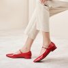 Women's Mary Jane Flats | Almond Toe Ballet Flats | Leather Shoes with Adjustable Strap | Dress Shoes for Work(Size