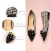 Women's Pointed Toe Two Tone Designer Ballet Flats - Leather Shoes for Dressy Casual Work Office Party