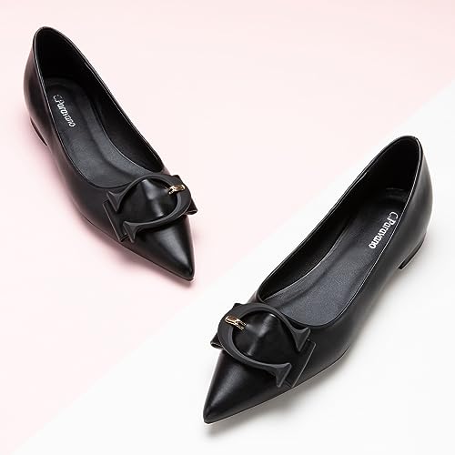 Women's Ballet Pointed Toe Leather Comfortable Slip On Work Flats
