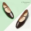 Women's Mary Jane Flats - Leather Ballet Flats with Strap | Comfortable Work Shoes for Women, Office, Teaching | Casual Shoes