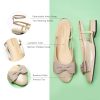 Women's Slingback Flats with Bowknot Flats Sandals Slip on Casual Flats Shoes Detachable Ankle Strap Almond Toe