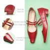 Women's Mary Jane Pumps | Narrow Square Toe Pumps | Work Shoes with Low Block Heel | Daily Wear Leather Shoes