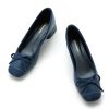 Women's Pump | Square Toe Low Block Heels | Closed Toe Chunky Heels | Leather Low Heel Pumps | Dress Wedding Shoes