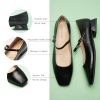 Women's Mary Jane Flats Adjustable Strap & Square Toe | Memory Foam Comfort | Perfect for Office, Weddings, Travel