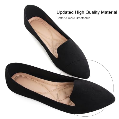 41TaaKASIIL.jpg Women's Faux Suede Pointed Toe Ballets Flats Comfortable Soft Ballet Dressy Slip-on Walking Ballerina Shoes