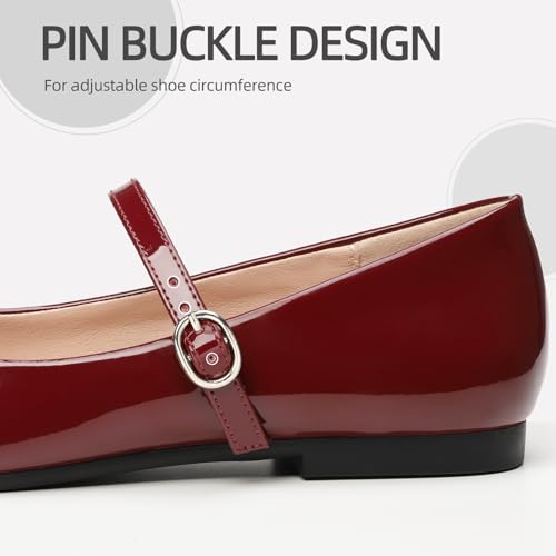 Mary Jane Shoes Women Ballet Flats Shoes for Women Slip on Comfortable Dressy Adjustable Strap for Work Office Business Casual