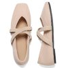 Flats for Women Square Toe Ballet Flats Cross Strap Comfortable Arch Support Dressy Knit Flats for Women Mary Jane Flats Slip On