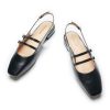 41Wyt5AWIeL.jpg Women's Slingback Flats | Square Toe Flats | Adjustable Ankle Strap Shoes | Comfort Slip On Dress Shoes (Size 9.5,Black)
