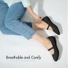 Mary Jane Shoes Women Round Toe Knit Ballet Flats Shoes for Women Comfortable Dressy Washable Adjustable Strap for Work Office