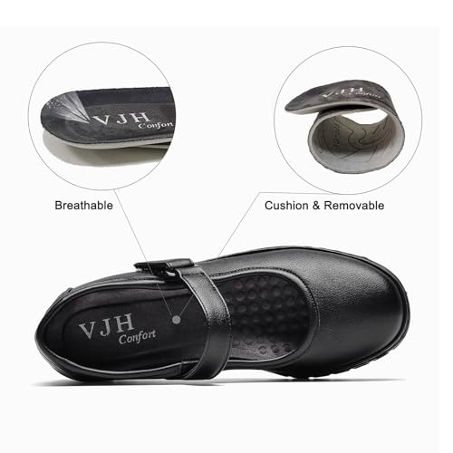 Women s Mary Jane Flats, Breathable Comfort Round Toe Low Heel Slip-on Light Weight Walking Shoes