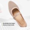 Mesh Ballet Flats for Women,Women's Mary Jane Flats with Buckle Strap,Black Nude Foldable Flats Shoes for Women,Comfortable