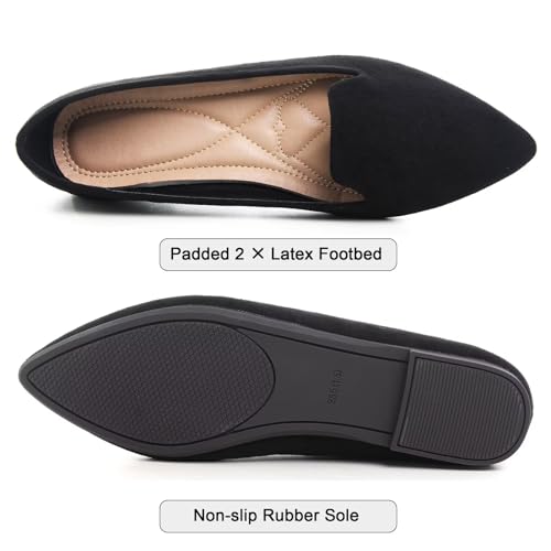 41bBMXXcxNL.jpg Women's Faux Suede Pointed Toe Ballets Flats Comfortable Soft Ballet Dressy Slip-on Walking Ballerina Shoes
