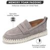 Genuine Leather Loafers for Women – Women's Fashion Sneakers for 2025, Non-Slip Work Shoes with Memory Foam Insole – Lightweight