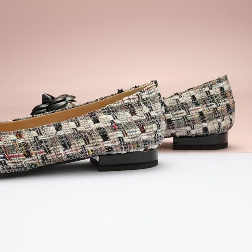 Women's Pointed Toe Two Tone Designer Ballet Flats - Leather Shoes for Dressy Casual Work Office Party
