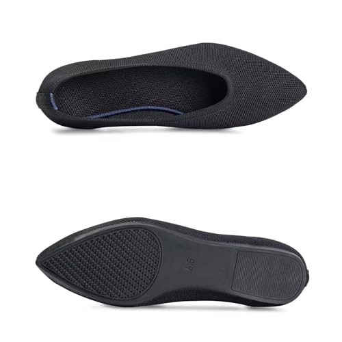 Womens Pointed Toe Flats Knit Dress Shoes Comfort Women Shoes Slip On Shoes for Woman Classic Softable Shoes Low Wedge