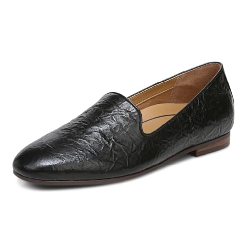Willa Womens Sleek Leather Casual Slip On M Black Crinkle Nappa - 9 Wide