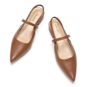 Women's Slingback Flats & Heels - Pointed Toe, Ankle Strap, Comfortable Leather Dress Shoes