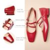 Women's Mary Jane Flats | Block Heel & Adjustable Straps|Square Toe Ballet Flats for Client Lunches, Garden Parties|Pair | Silk
