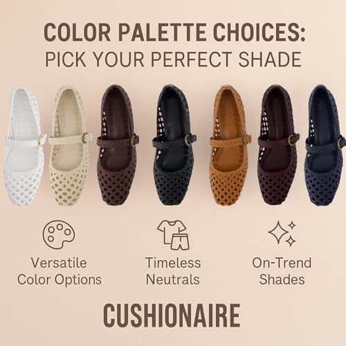 Weston Women’s Hand Woven Dressy Ballet Flats – Faux Leather Mary Jane with Adjustable Strap & Memory Foam