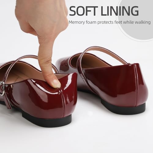 Mary Jane Shoes Women Ballet Flats Shoes for Women Slip on Comfortable Dressy Adjustable Strap for Work Office Business Casual