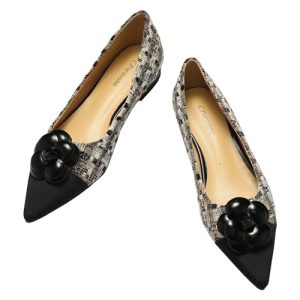 Women's Pointed Toe Two Tone Designer Ballet Flats - Leather Shoes for Dressy Casual Work Office Party
