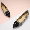 Women's Pointed Toe Two Tone Designer Ballet Flats - Leather Shoes for Dressy Casual Work Office Party