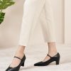Women's Pumps Mary Jane Pumps Closed Almond Toe Block Heels Adjustable Strap Fashion Causal Party Wedding Shoes(Black,8)
