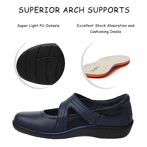 Women's Classic Comfort Mary Jane Flats Fashion Casual Dress Shoes Cute Closed Toe Slip On Lightweight Breathable Walking Shoes