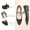 Women's Mary Jane Flats | Almond Toe Ballet Flats | Leather Shoes with Adjustable Strap | Dress Shoes for Work(Size