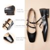 Women's Mary Jane Flats | Square Toe Ballet Flats with Adjustable Straps | Dress Shoes for Work | Comfortable Shoes for Daily