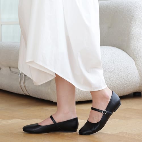 Women's Flats Mary Jane Ballet Flats for Women Classic Square Toe Women Shoes Dressy Comfort Ankle Strap Flats for Women