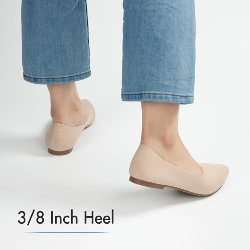 Pointed Toe Flats for Women Dressy Bronze Work Shoes Business Casul Knit Ballet Flats Slip on Office Ladies Comforttable Dress