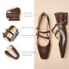 Designer-Inspired Mary Janes | Block Heel Flats w/Memory Foam for Office Attire & Vineyard Visits | Square Toe Comfort | Pair