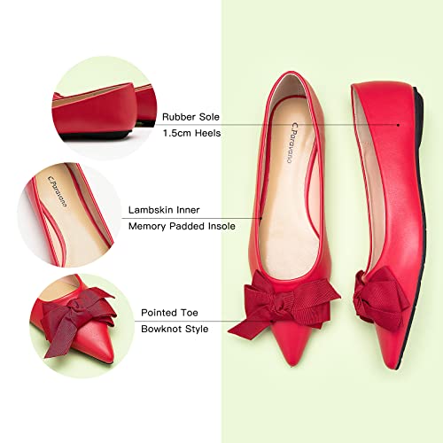 Pointy Bow Flats Women's Flats Comfortable Stylish Slip-On Shoes for Casual and Office