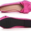Bowknot Ballet Flats Womens Pointy Toe Casual Flat Shoes Suede Dress Shoes Wear to Work Slip On Moccasins
