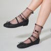 Ballet Flats for Women Closed Round Toe Mary Jane Shoes Women Cute Bowknot Non-Slip Dressy Shoes Elastic Strap Comfortable