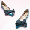 Women's Suede Bow Knot Ballet Flats Pointed Toe Slip-On Comfort Shoes for Casual & Formal Wear