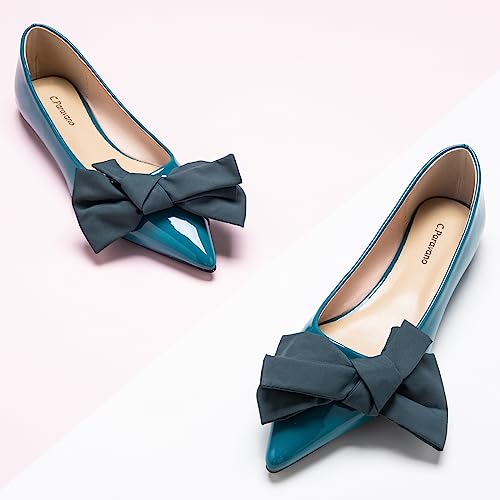 Women's Suede Bow Knot Ballet Flats Pointed Toe Slip-On Comfort Shoes for Casual & Formal Wear