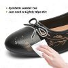 Womens Flats Shoes with Pomegranate Embroidery,White Flats with Bow,Comfortable Round-Toe Flats Shoes,Black Dress Shoes for