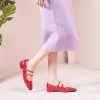 Women's Mary Jane Flats | Block Heel & Adjustable Straps|Square Toe Ballet Flats for Client Lunches, Garden Parties|Pair | Silk
