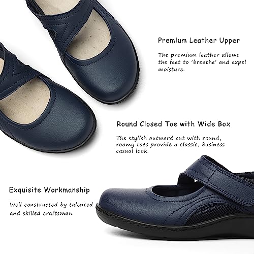 Women's Classic Comfort Mary Jane Flats Fashion Casual Dress Shoes Cute Closed Toe Slip On Lightweight Breathable Walking Shoes