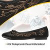 Womens Flats Shoes with Pomegranate Embroidery,White Flats with Bow,Comfortable Round-Toe Flats Shoes,Black Dress Shoes for
