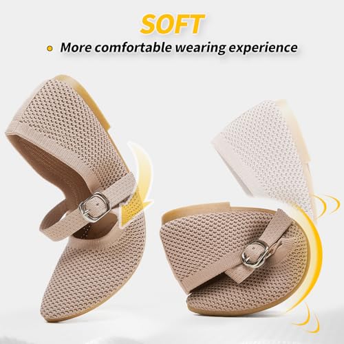 Mesh Ballet Flats for Women,Women's Mary Jane Flats with Buckle Strap,Black Nude Foldable Flats Shoes for Women,Comfortable