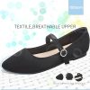 Mary Jane Flat Shoes Round Toe Ballet Flats for Women Dressy Fabric Business Flats Comfortable Classic Strap Flats for Office