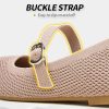 Mesh Ballet Flats for Women,Women's Mary Jane Flats with Buckle Strap,Black Nude Foldable Flats Shoes for Women,Comfortable