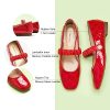 Mary Jane Flats for Women | Square Toe Ballet Flats with Pearl Strap | Comfortable Dress Shoes for Work, Wedding, Party & Daily